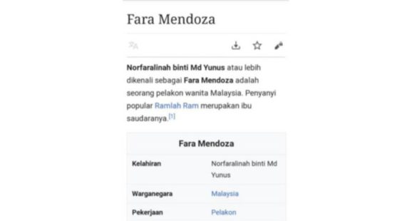 Saya bukan ibu saudara Fara Mendoza