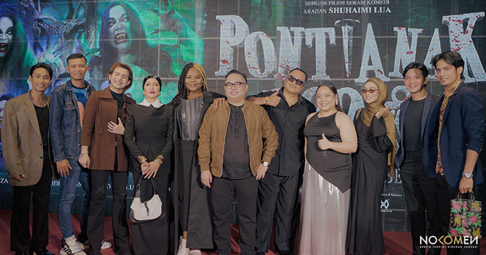 Barisan pelakon dan pengarah Pontianak 200KG. KIRI: Apich Lo, Hairul Aziz, Shaf Naufas, Ziana Zain, Aya Amiruddin, Shuhaimi Lua (Pengarah), Ropie, Dottie, Malia Baby, Wanns Ahmad dan Niezam Zaidi